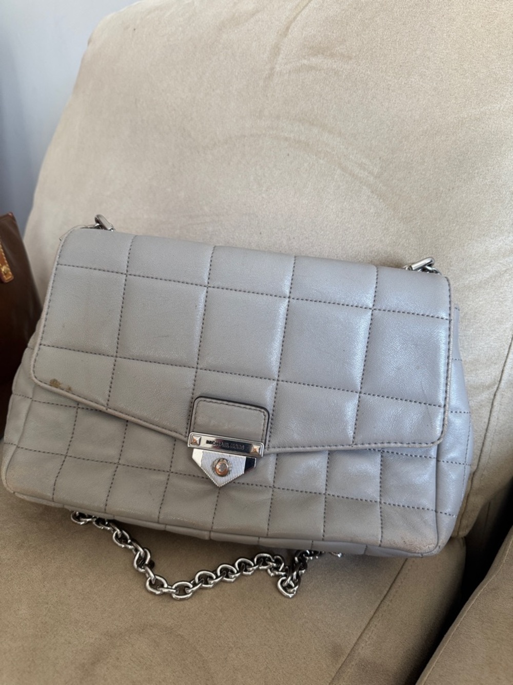 Michael Kors Quilted Chain Shoulder Bag - Gray